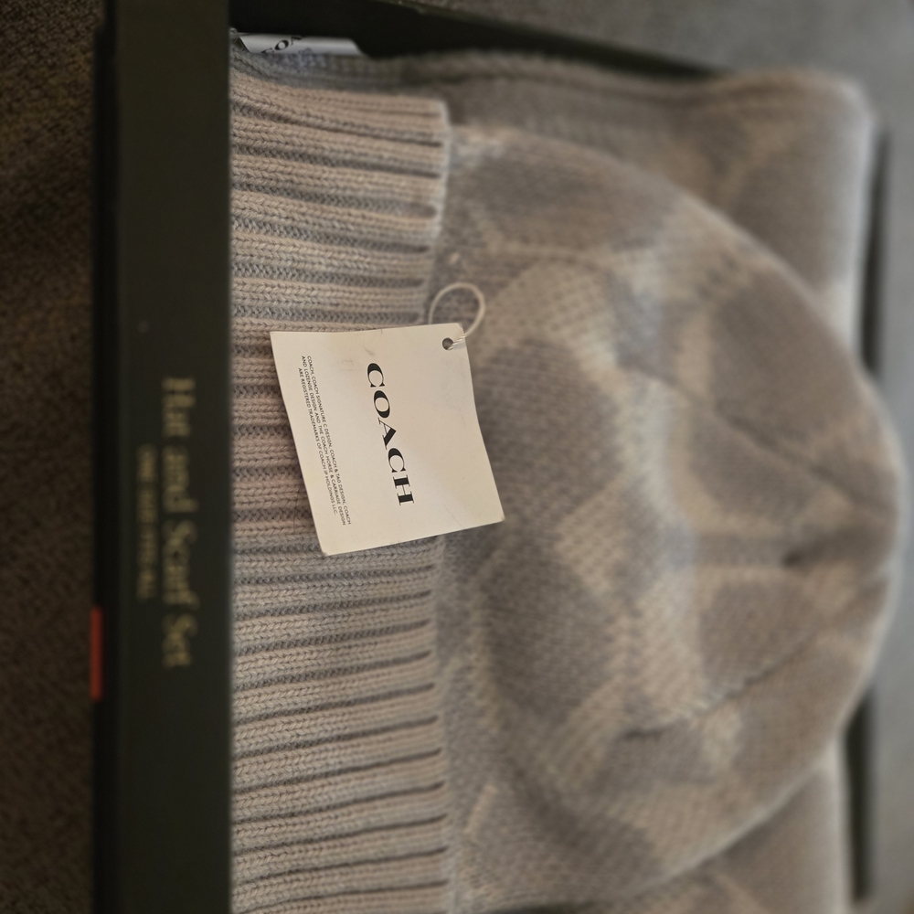 Coach Gray Scarf and Hat Set